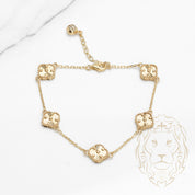 Bracelet - Or 10K jaune trèfles guillochés 10mm - BRG582