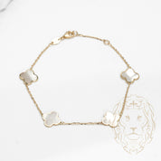 Bracelet - Or 10K jaune trèfles minces en nacre 10mm - BRG584