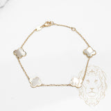 Bracelet - Or 10K jaune trèfles minces en nacre 10mm - BRG584
