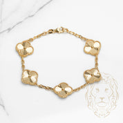 Bracelet - Or 10K jaune trèfles guillochés 15mm - BRG583