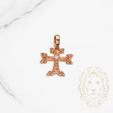 Pendentif - Or 10K rose croix arménienne sertie d'un diamant naturel 0.15CT - PEGD026