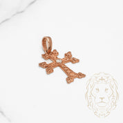 Pendentif - Or 10K rose croix arménienne sertie d'un diamant naturel 0.15CT - PEGD026