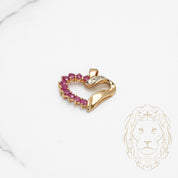 Pendentif - Or 10K jaune coeur serti de diamants naturels 0.03CT & rubis 0.20CT - PEGD027