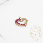 Pendentif - Or 10K jaune coeur serti de diamants naturels 0.03CT & rubis 0.20CT - PEGD027