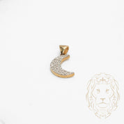 Pendentif - Or 10K deux tons jaune & blanc lune pavé de diamants lab 0.50CT - PEGL037