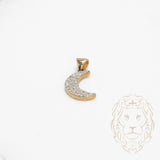 Pendentif - Or 10K deux tons jaune & blanc lune pavé de diamants lab 0.50CT - PEGL037