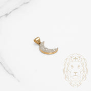 Pendentif - Or 10K deux tons jaune & blanc lune pavé de diamants lab 0.50CT - PEGL037