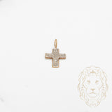 Pendentif - Or 10K deux tons jaune & blanc croix pavé de diamants naturels 0.03CT - PEGD028