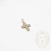 Pendentif - Or 10K deux tons jaune & blanc croix pavé de diamants naturels 0.03CT - PEGD028