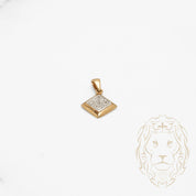 Pendentif - Or 10K deux tons jaune & blanc losange pavé de diamants naturels 0.03CT - PEGD029