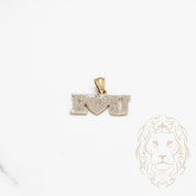 Pendentif - Or 10K deux tons jaune & blanc "I ❤️ you" pavé de diamants naturels 0.03CT - PEGD030