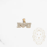 Pendentif - Or 10K deux tons jaune & blanc "I ❤️ you" pavé de diamants naturels 0.03CT - PEGD030