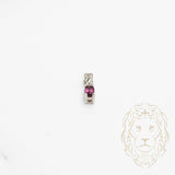 Pendentif - Or 10K blanc améthyste coupe ovale & diamant naturel 0.03CT - PEGD032