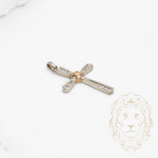 Pendentif - Or 10K deux tons jaune & blanc croix pavé de diamants naturels 0.15CT - PEGD034