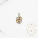 Pendentif - Or 10K deux tons jaune & blanc cercles pavé de diamants naturels 0.15CT - PEGD036