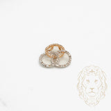 Pendentif - Or 10K deux tons jaune & blanc cercles pavé de diamants naturels 0.15CT - PEGD037