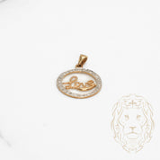 Pendentif - Or 10K deux tons jaune & blanc "Love" pavé de diamants naturels 0.03CT - PEGD038