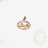 Pendentif - Or 10K deux tons jaune & blanc "Love" pavé de diamants naturels 0.03CT - PEGD038