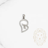 Pendentif - Or 10K blanc aile d'ange pavé de diamants naturels 0.03CT - PEGD042