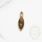 Pendentif - Or 10K jaune losange en pierre oeil de tigre pavé de diamants naturels 0.05CT - PEGD044