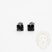 Studs - Or 10K blanc zircone cubique coupe princesse noir 0.75PTS / 3.5mm - BOG861