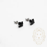 Studs - Or 10K blanc zircone cubique coupe princesse noir 0.75PTS / 3.5mm - BOG861
