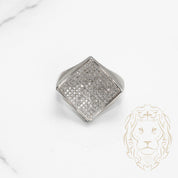 Bague - Or 10K blanc carré pavé de diamants naturels 0.55CT - RIGD516