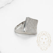 Bague - Or 10K blanc carré pavé de diamants naturels 0.55CT - RIGD516