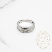 Bague jonc - Or 10K blanc diamants naturels 0.15CT coupe rond brillant sertis en canal - RIGD517