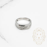 Bague jonc - Or 10K blanc diamants naturels 0.15CT coupe rond brillant sertis en canal - RIGD517