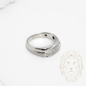 Bague jonc - Or 10K blanc diamants naturels 0.15CT coupe rond brillant sertis en canal - RIGD517