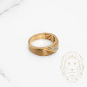 Bague jonc - Or 10K deux tons jaune & blanc trois pierres diamants naturels 0.10CT coupe rond brillant - RIGD518