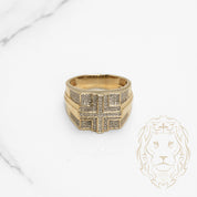 Bague - Or 10K deux tons jaune & blanc crossed pavé de diamants naturels 1.00CT - RIGD519