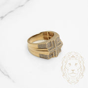 Bague - Or 10K deux tons jaune & blanc crossed pavé de diamants naturels 1.00CT - RIGD519