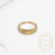 Bague jonc - Or 10K jaune pavé de diamants naturels 0.15CT - RIGD520