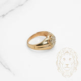 Bague - Or 10K jaune signet diamants naturels 0.15CT - RIGD521