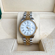 Rolex Two Tone Oyster Perpetual Date 34mm 15233 White Dial 1991