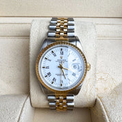 Rolex Two Tone Oyster Perpetual Date 34mm 15233 White Dial 1991