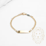 Bracelet - Or 10K jaune barre gravable 4mm & curb - BRG589