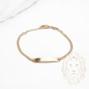 Bracelet - Or 10K deux tons jaune & blanc barre gravable 4mm & curb - BRG590