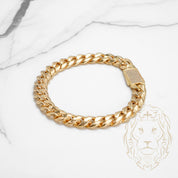 Bracelet - Or 10K jaune cuban link 9.3mm avec box lock pavé de cz - BRG592