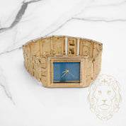 Montre - Or 10K jaune nugget cadran bleu 30mm - BRG595