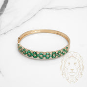 Bracelet jonc - Or 14K jaune pavé de pierres vertes & cz - BRG596