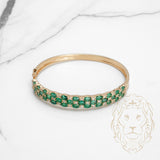 Bracelet jonc - Or 14K jaune pavé de pierres vertes & cz - BRG596