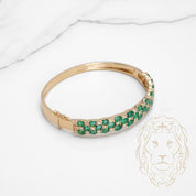 Bracelet jonc - Or 14K jaune pavé de pierres vertes & cz - BRG596