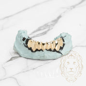 Grillz Bas – Dents Collées – Or/Argent – Poli Miroir