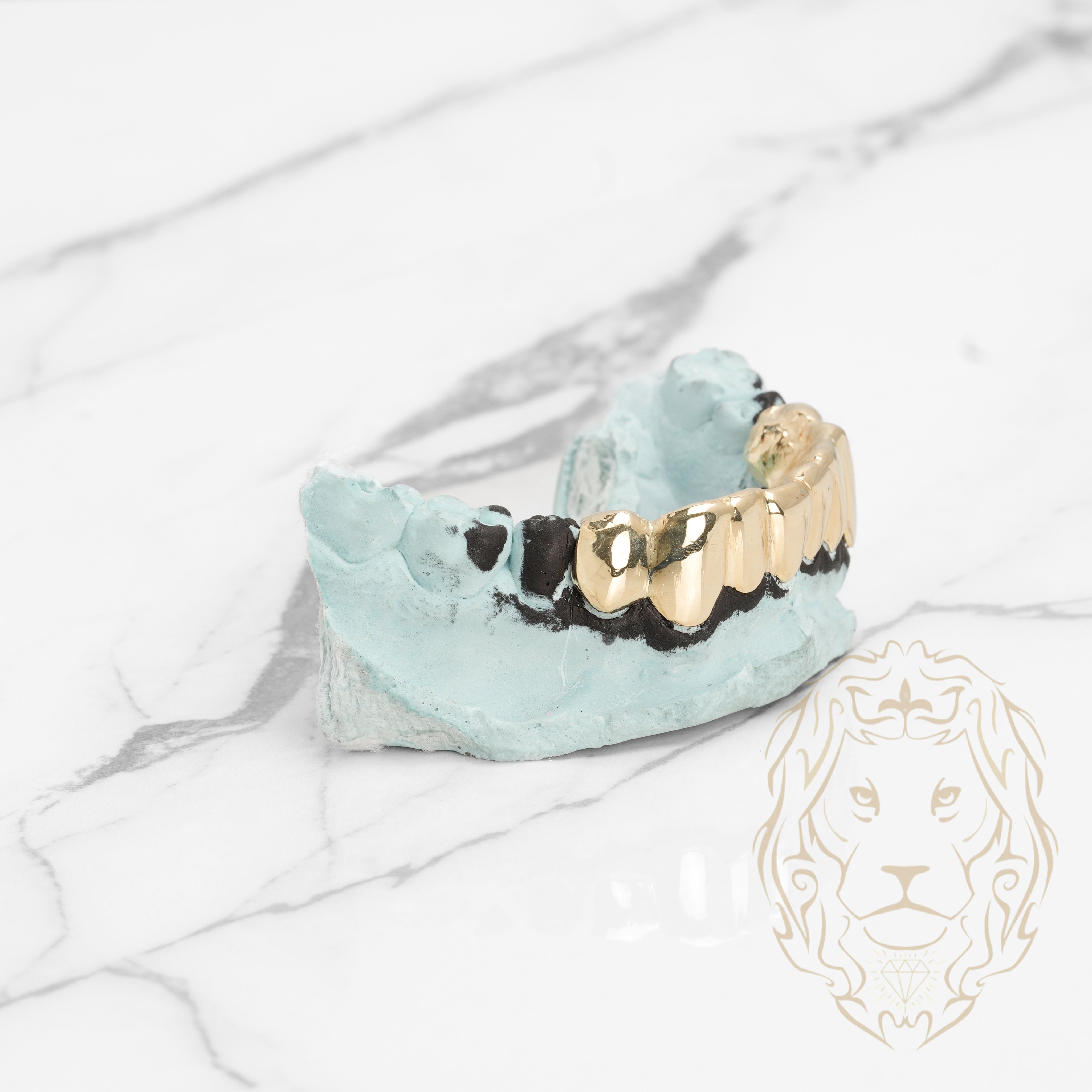 Grillz Bas – Dents Collées – Or/Argent – Poli Miroir
