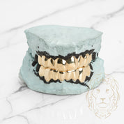 Grillz Haut & Bas – Dents Collées – Or/Argent – Poli Miroir