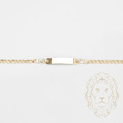 Bracelet - Or 10K deux tons jaune & blanc barre gravable 4mm & curb - BRG590