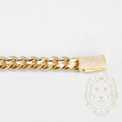 Bracelet - Or 10K jaune cuban link 9.3mm avec box lock pavé de cz - BRG592